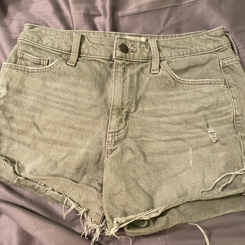 Green jean shorts
